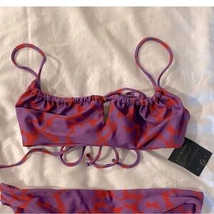 Skatie Purple and Red Printed Bikini Top